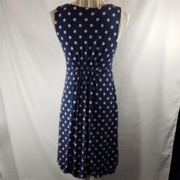 Max & Cleo Navy w/ Pink Dots Dress w/Pockets Size XSmall - Picture 5 of 7